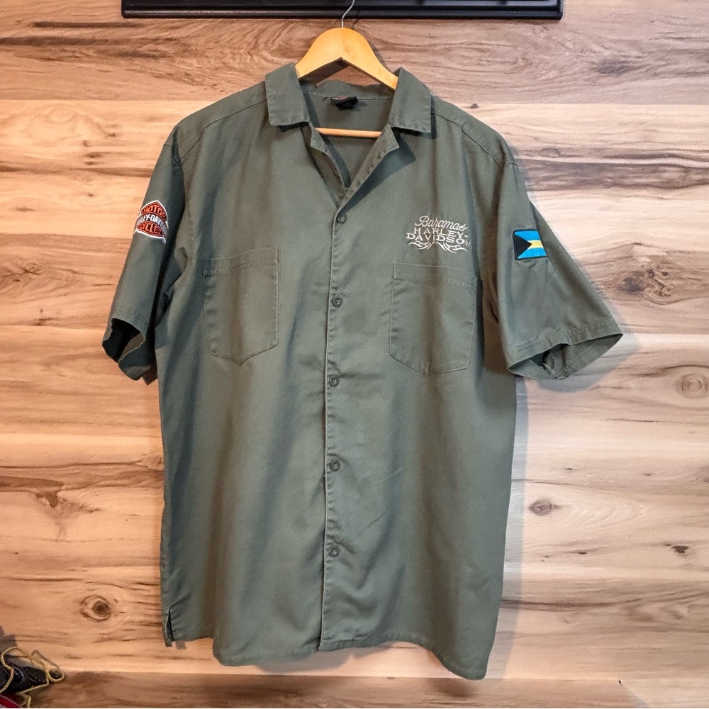 Harley Davidson Bahamas Green Button Up short sleeve size XXL.